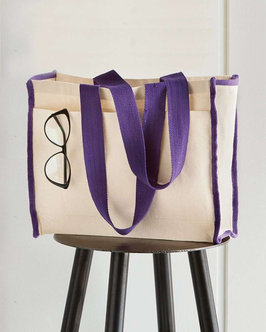 All Purpose Bags & Backpacks * | Q-Tees 14L Tote With Contrast-Color Handles