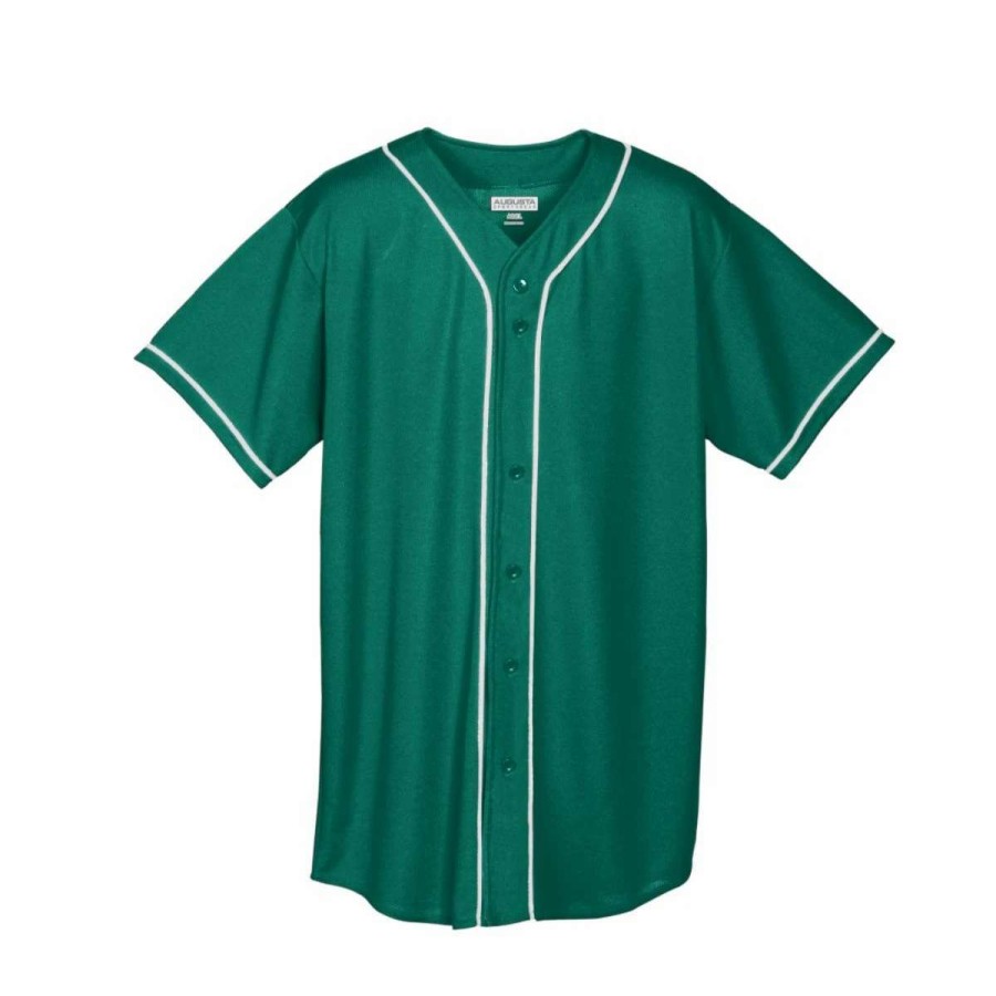 Jerseys * | Augusta Adult Wicking Mesh Button Front Baseball Jersey With Braid Trim