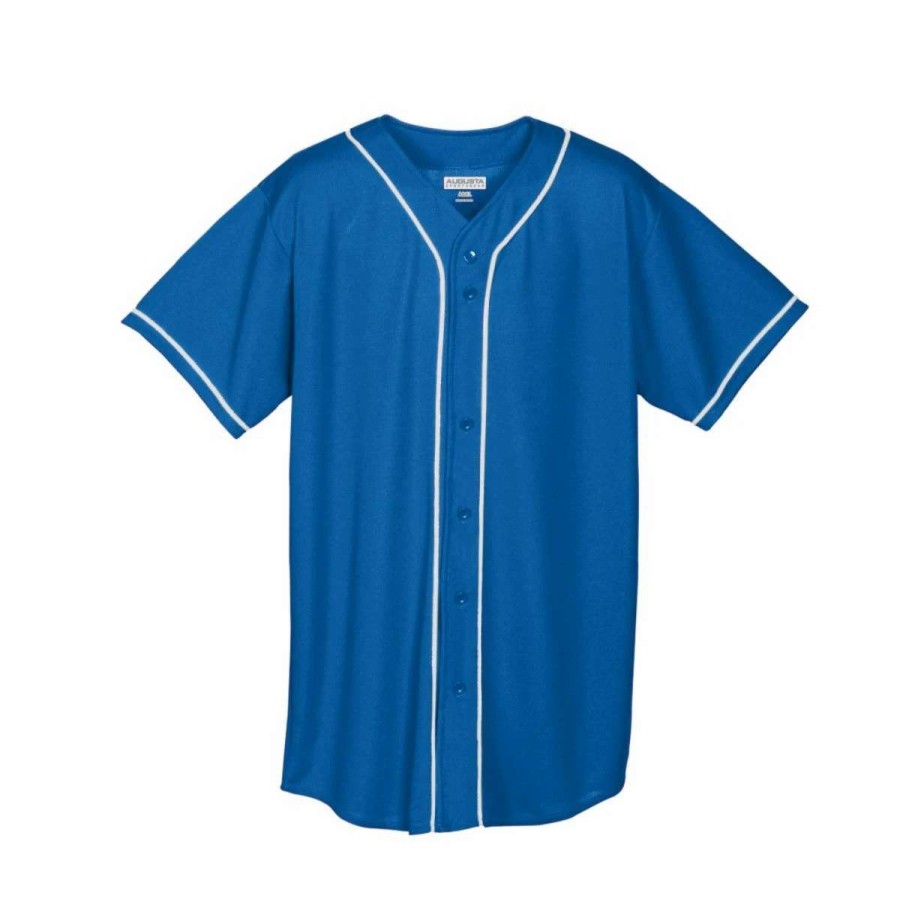 Jerseys * | Augusta Adult Wicking Mesh Button Front Baseball Jersey With Braid Trim