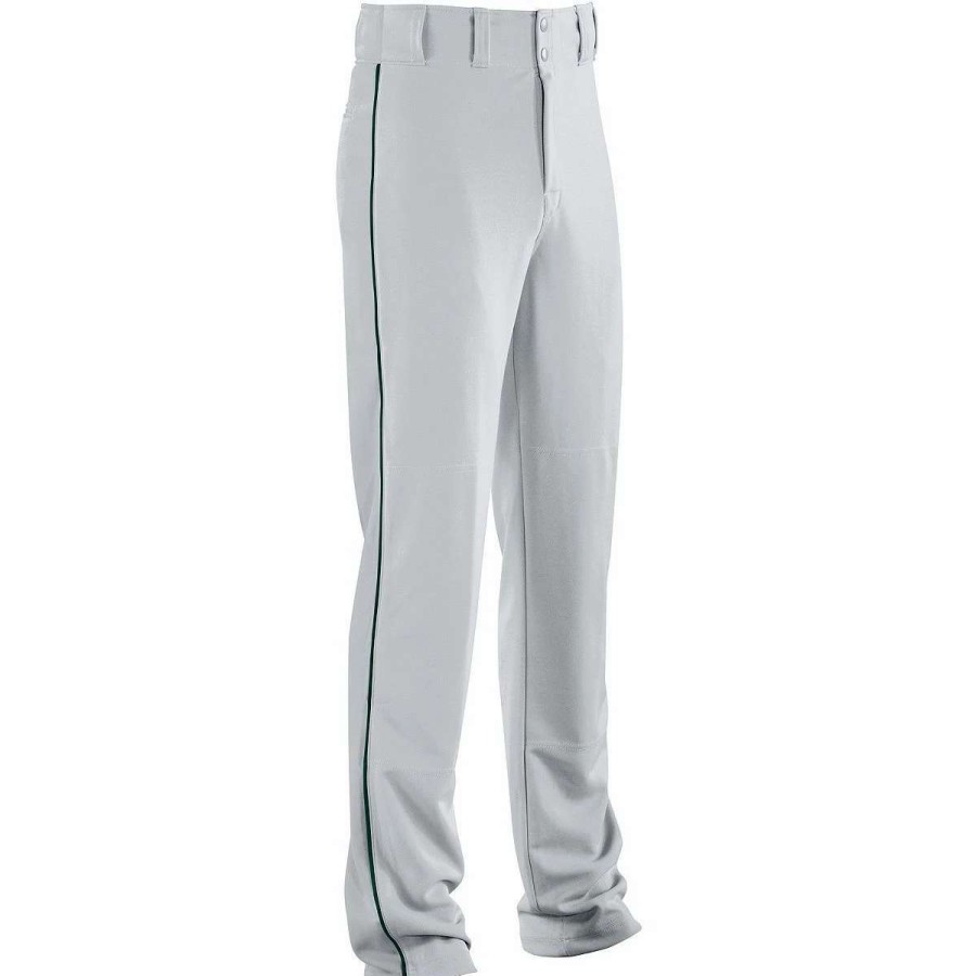 Pants * | High Five Adult Piped Classic Double Knit Baseball Pants Silver Grey/Forest