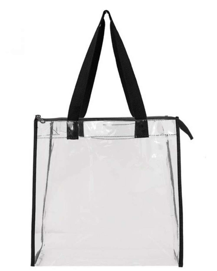 All Purpose Bags & Backpacks * | Oad Oad Clear Zippered Tote With Full Gusset Black