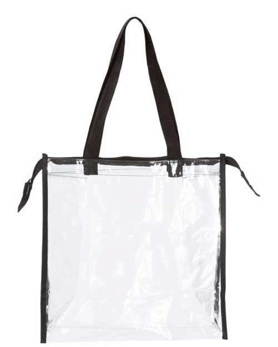 All Purpose Bags & Backpacks * | Oad Oad Clear Zippered Tote With Full Gusset Black