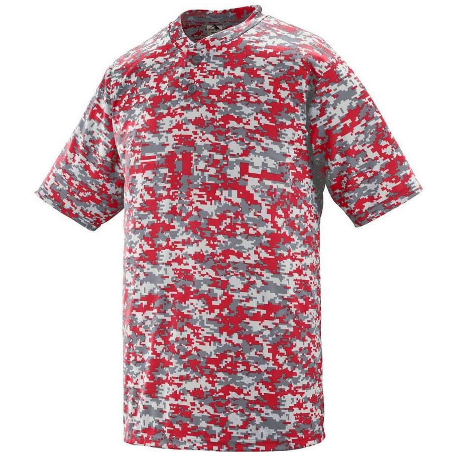 Jerseys * | Augusta Youth Digi Camo Wicking Baseball Two-Button Jersey