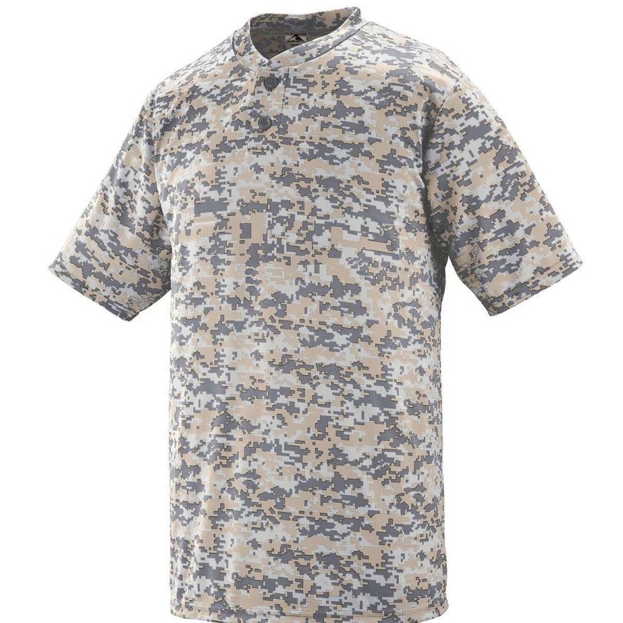 Jerseys * | Augusta Youth Digi Camo Wicking Baseball Two-Button Jersey