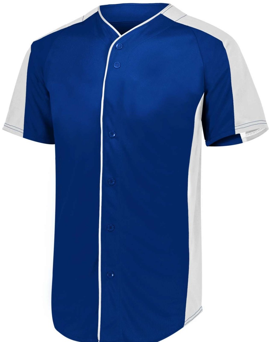 Jerseys * | Augusta Adult Full-Button Baseball Jersey