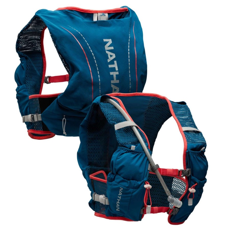 All Purpose Bags & Backpacks * | Nathan Sports Vapor Airess 2 Lite 4L Hydration Vest Marine Blue/Hibiscus