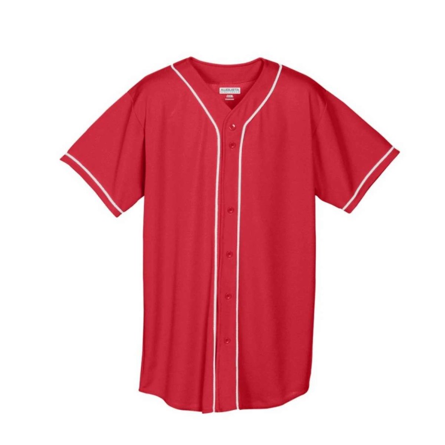 Jerseys * | Augusta Youth Wicking Mesh Button Front Baseball Jersey