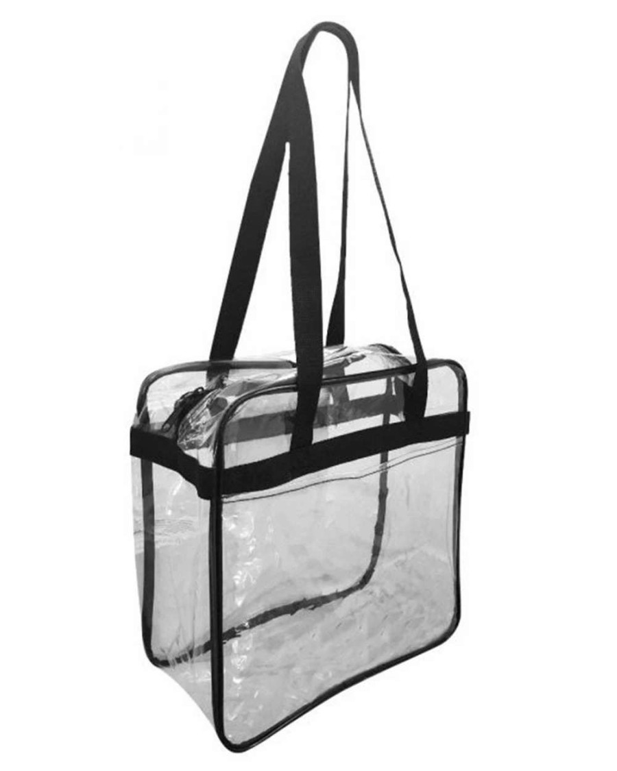 All Purpose Bags & Backpacks * | Oad Oad Clear Tote With Zippered Top Black