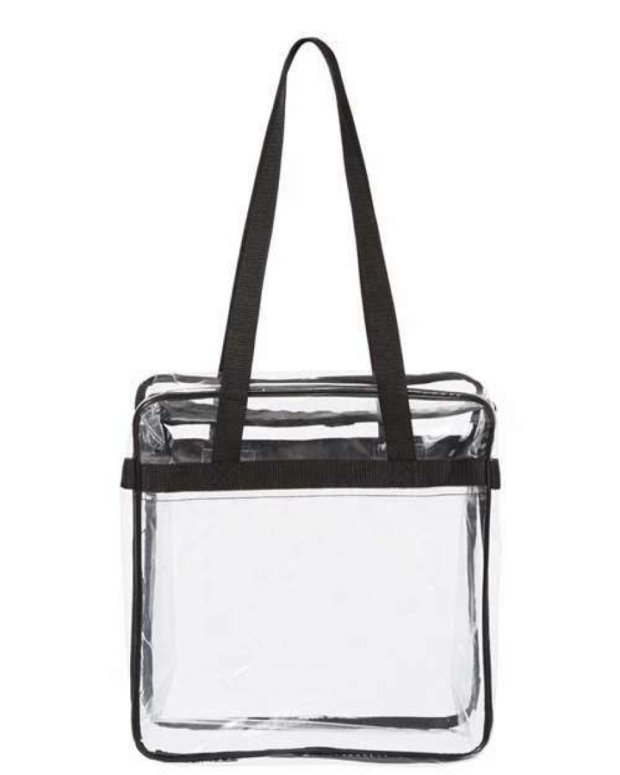 All Purpose Bags & Backpacks * | Oad Oad Clear Tote With Zippered Top Black