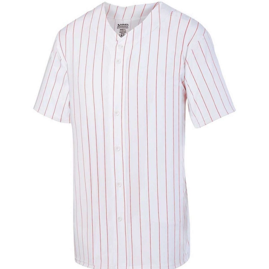 Jerseys * | Augusta Youth Pinstripe Full-Button Baseball Jersey