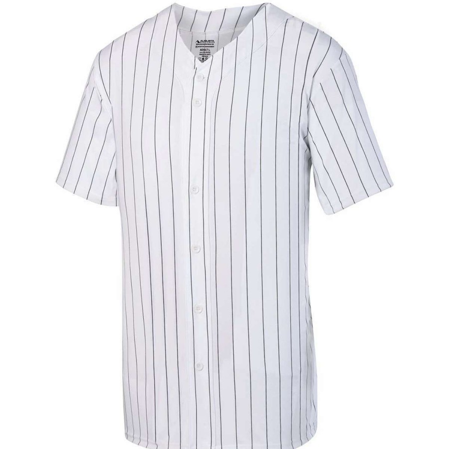 Jerseys * | Augusta Adult Pinstripe Full-Button Baseball Jersey