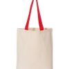 All Purpose Bags & Backpacks * | Q-Tees 11L Canvas Tote With Contrast-Color Handles