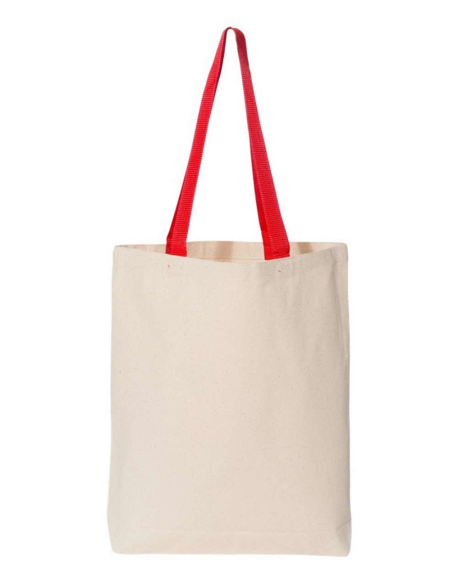 All Purpose Bags & Backpacks * | Q-Tees 11L Canvas Tote With Contrast-Color Handles