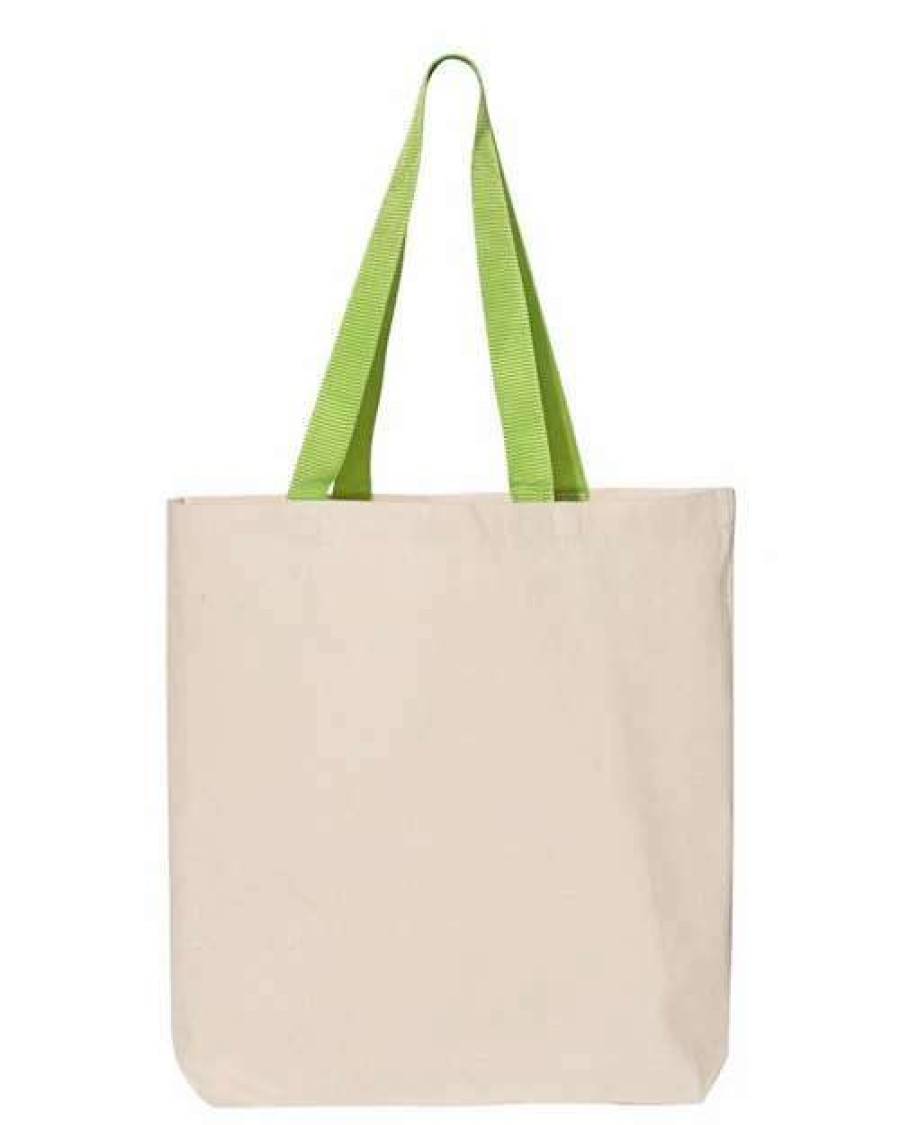 All Purpose Bags & Backpacks * | Q-Tees 11L Canvas Tote With Contrast-Color Handles